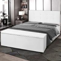 Kit Painel E Calçadeira Baú Queen 1,60m Berlim Corano Branco - Pallazio - 6