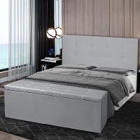 Kit Cabeceira E Calçadeira Baú Casal 1,40m Berlim Corano Cinza - Pallazio - 7