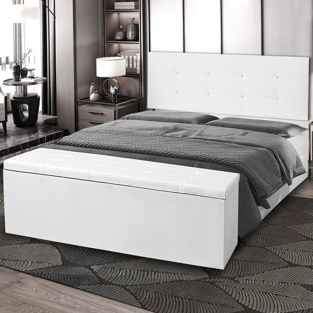 Kit Painel E Calçadeira Baú King 1,95m Berlim Corano Branco - Pallazio - 5