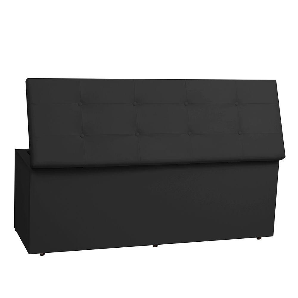Kit Painel E Calçadeira Baú Casal 1,40m Berlim Corano - Pallazio Cor Preto - 3