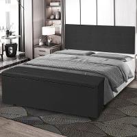 Kit Painel E Calçadeira Baú Casal 1,40m Berlim Corano - Pallazio Cor Preto - 6