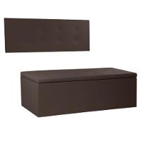 Kit Painel E Calçadeira Baú Queen 1,60m Berlim Corano Marrom - Pallazio - 1