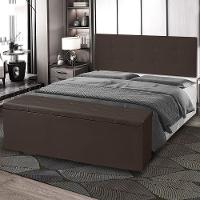 Kit Painel E Calçadeira Baú Queen 1,60m Berlim Corano Marrom - Pallazio - 6