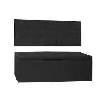 Kit Painel E Calçadeira Baú Queen 1,60m Roma Corano Preto - Pallazio - 1