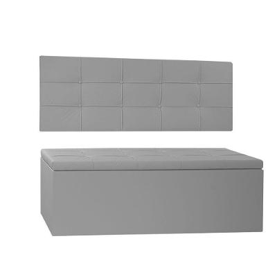 Kit Painel E Calçadeira Baú Solteiro 0,90m Roma Corano Cinza - Pallazio