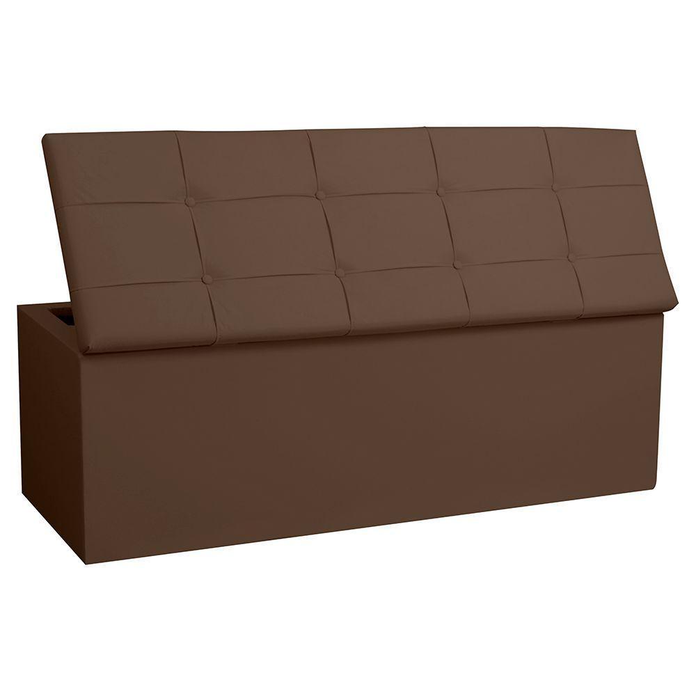 Kit Painel E Calçadeira Baú Casal 1,40m Roma Corano Marrom - Pallazio - 3