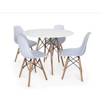 Conjunto Mesa De Jantar Redonda Solo Branca 80cm Com 4 Cadeiras Solo - Branco - 1