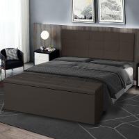 Kit Painel E Calçadeira Baú Solteiro 0,90m Roma Corano - Pallazio Cor Marrom - 1