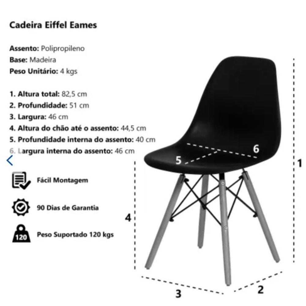 Cadeira Charles Eames Abs Preta Cadeira Charles Eames Wood Dkr Eiffel - 3