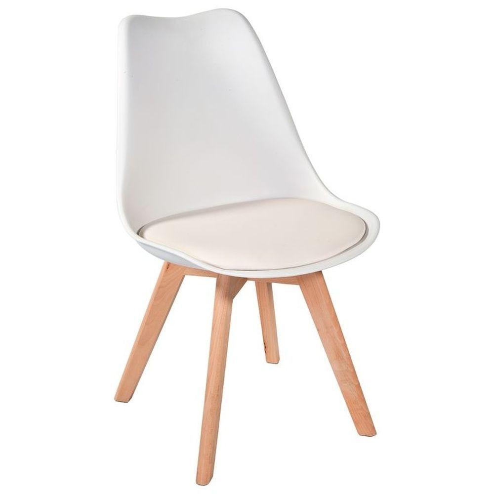 Cadeira Eames Leda Com Assento Estofado Base Madeira - 1