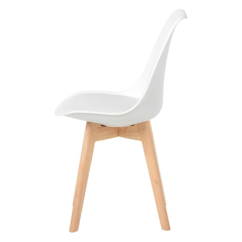 Kit C-7 Cadeiras Leda ? Charles Eames, Saarinen Wood Com Almofada Branca - 5