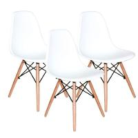 Conjunto 3 Cadeiras Charles Eames Eiffel Concha Fixa - Branca - 1