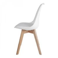 Kit C- 6 Cadeiras Leda ? Charles Eames, Saarinen Wood Com Almofada Branca - 5