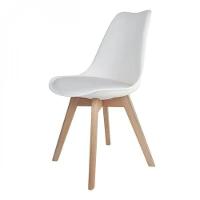 Kit C- 6 Cadeiras Leda ? Charles Eames, Saarinen Wood Com Almofada Branca - 6
