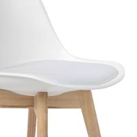 Kit Com 4 Cadeira Leda Branca - Charles Eames Wood Com Almofada