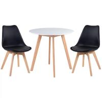 Kit - Mesa De Jantar Leda 90 Cm Branco + 2 Cadeiras Estofadas Leda Preto - 1