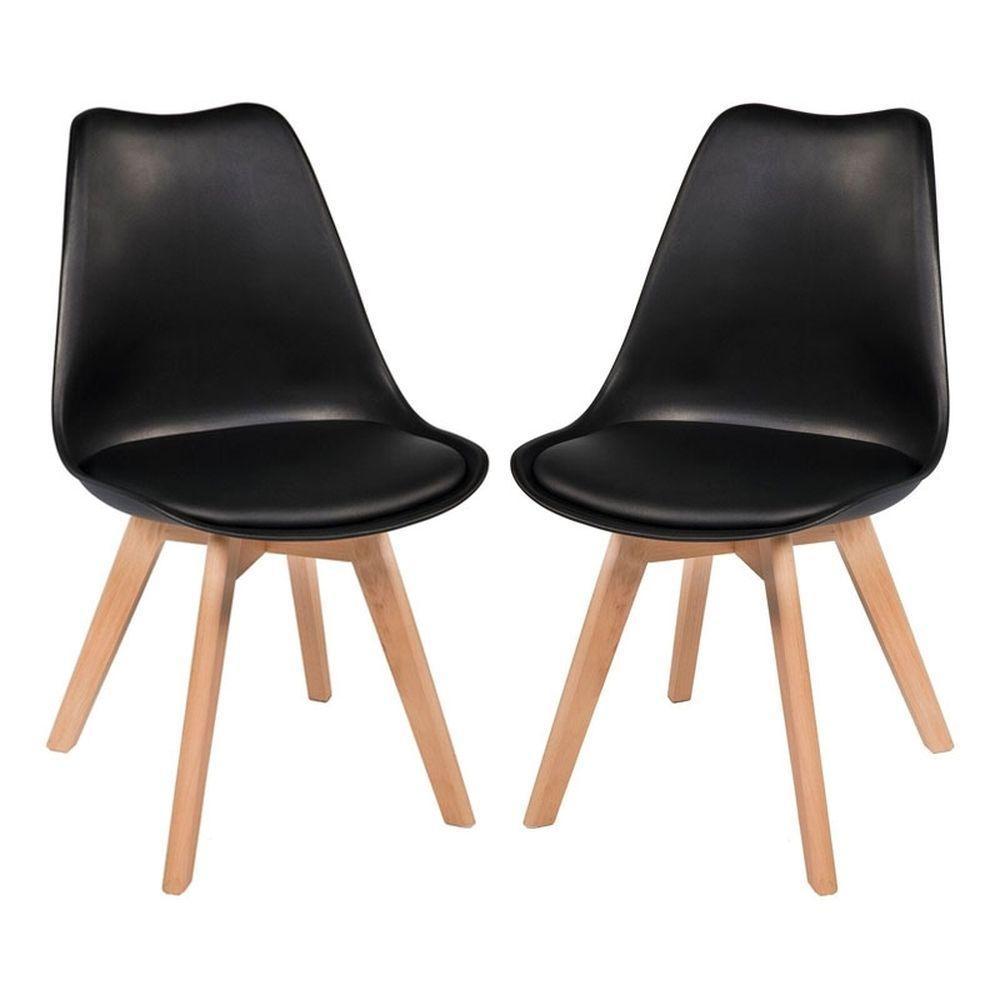Kit Com 2 Cadeiras Leda Preta - Charles Eames Com Almofada - 1