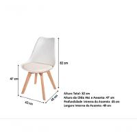 Kit Com 4 Cadeira Leda Branca - Charles Eames Wood Com Almofada - 6