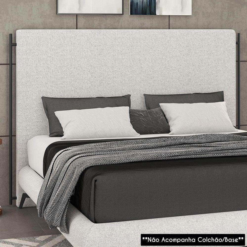 Cabeceira Cama Box Casal Queen 160cm Oscar P02 Linho Cinza Claro - Mpozenato - 5