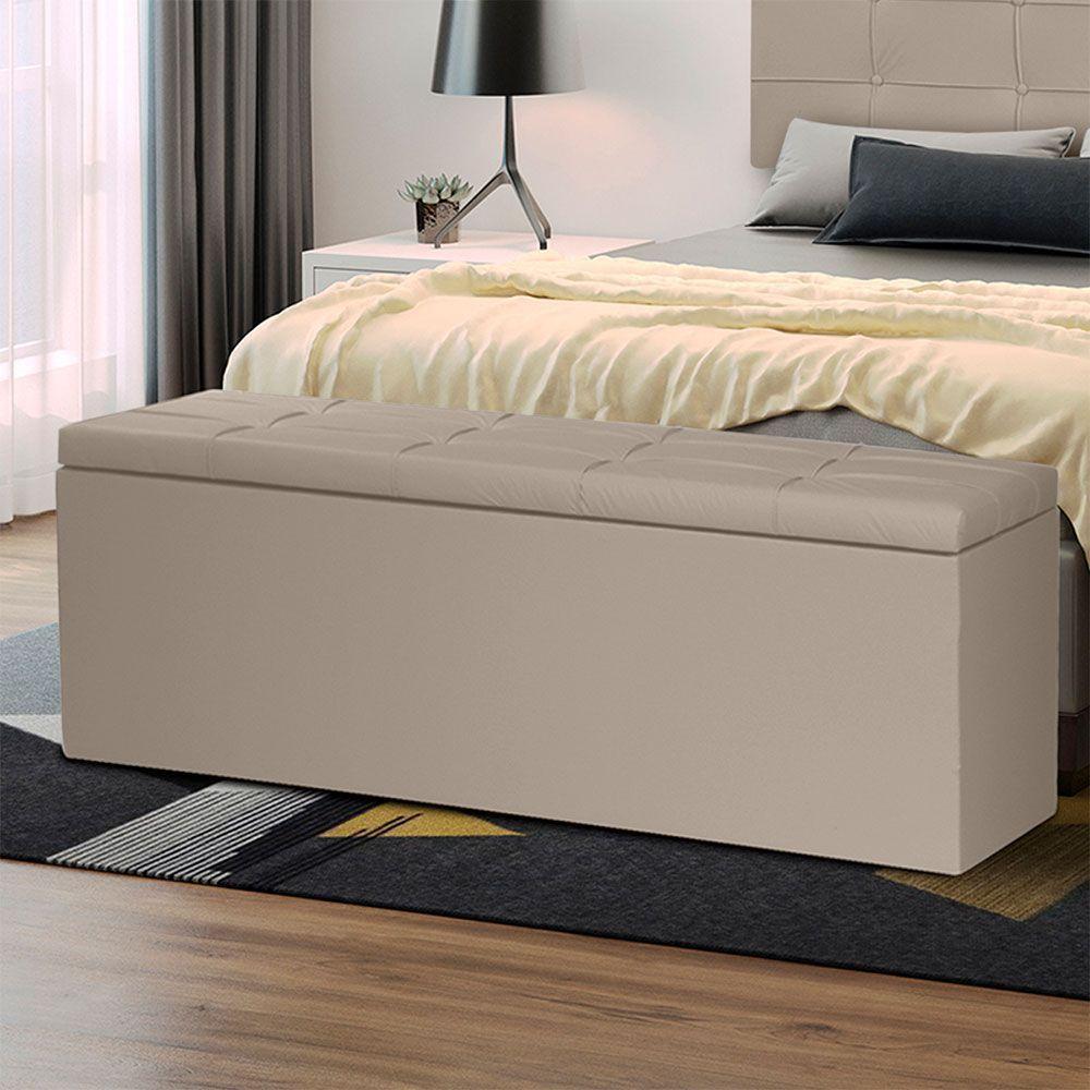 Calçadeira Recamier Baú Casal 1,40m Roma Corano - Pallazio Cor Bege - 4