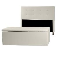 Kit Cabeceira E Calçadeira Baú Solteiro 0,90m Berlim Corano Bege - Pallazio - 1