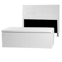 Kit Cabeceira E Calçadeira Baú Solteiro 0,90m Berlim Corano Branco - Pallazio - 1