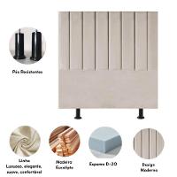 Cabeceira Estofada Cama Box Solteiro 90 Cm Mavie Linho bege - 2