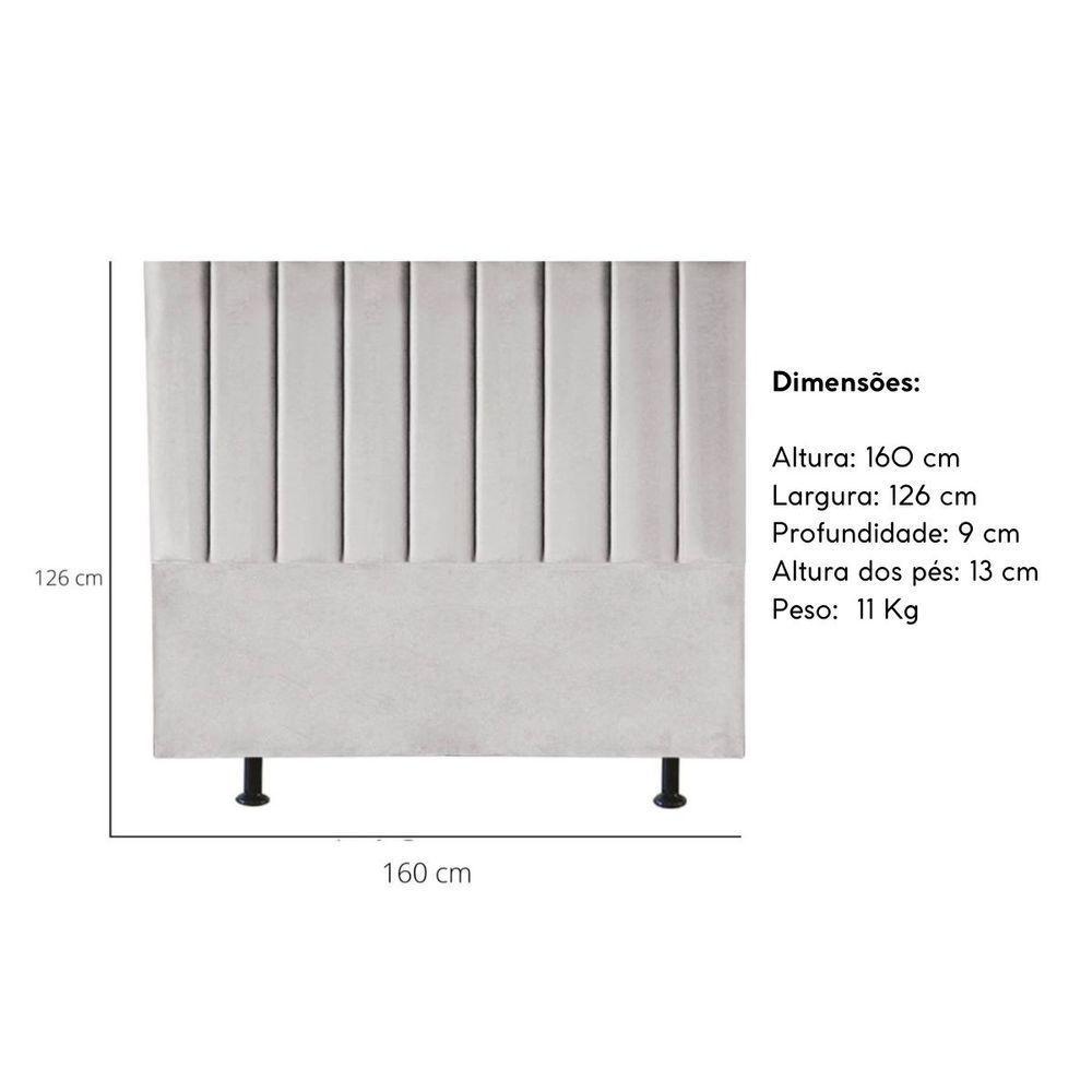 Cabeceira Estofada Cama Casal Queen Size160 Cm Mavie Linho cinza Claro - 3