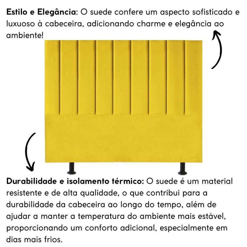 Cabeceira Estofada Cama Box Solteiro 90 Cm Karla Suede amarelo - 2