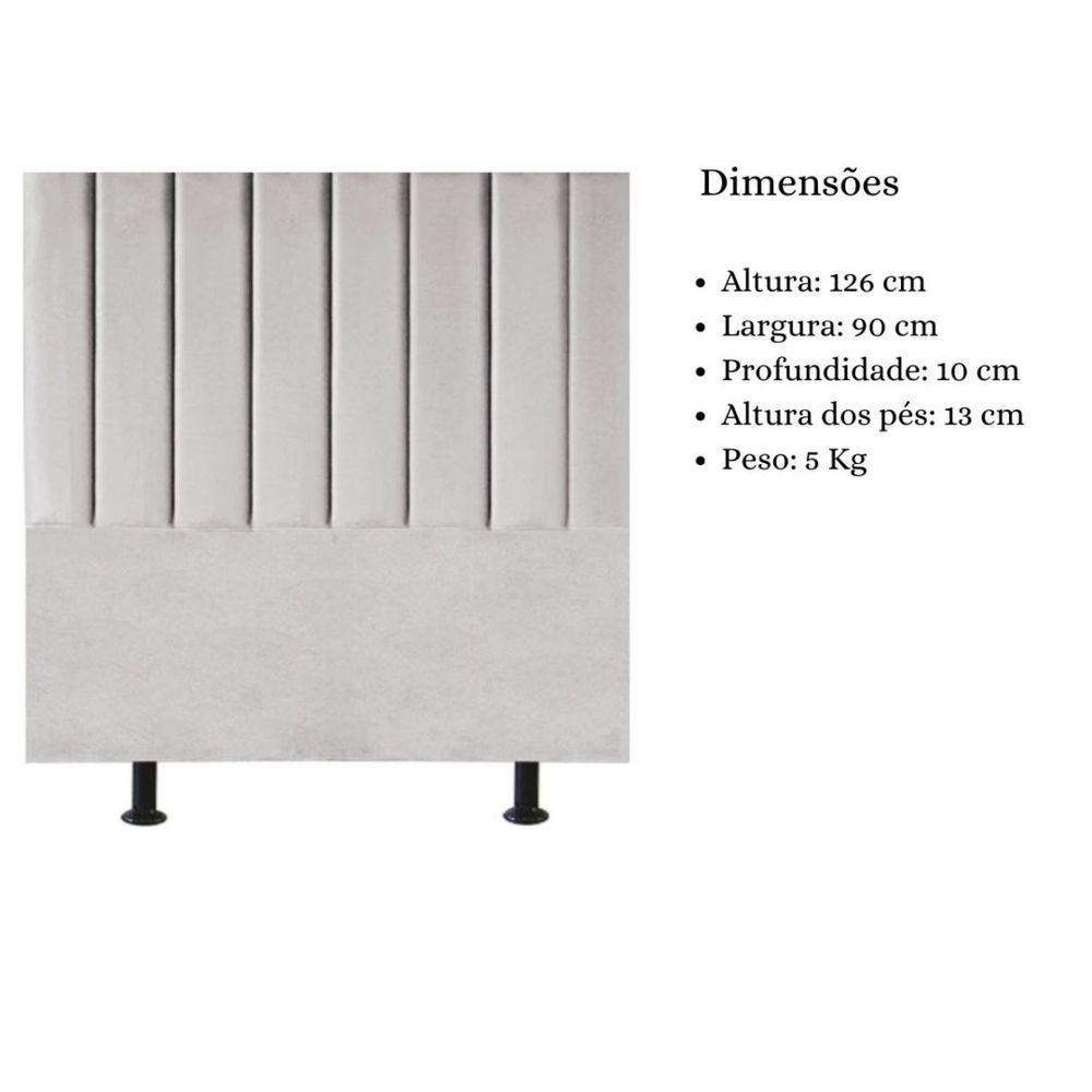 Cabeceira Estofada Cama Solteiro 90 Cm Sophia Carla Suede branco - 3