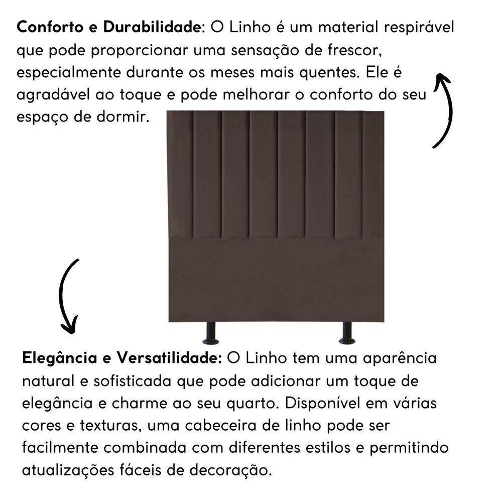 Cabeceira Estofada De Cama Casal 140 Cm Sophia Carla Linho marrom - 2