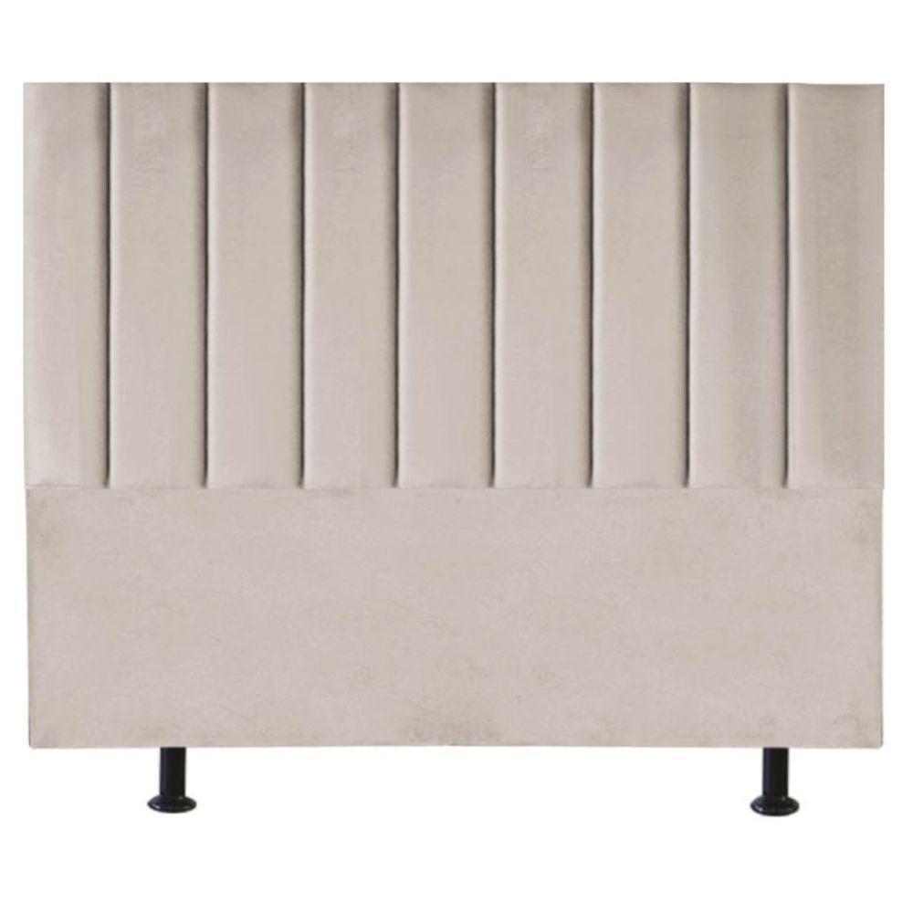 Cabeceira Estofada Cama Box King 195 Cm Mavie Linho bege - 1