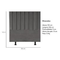 Cabeceira Estofada Cama Box Solteiro 90 Cm Mavie Linho cinza - 4