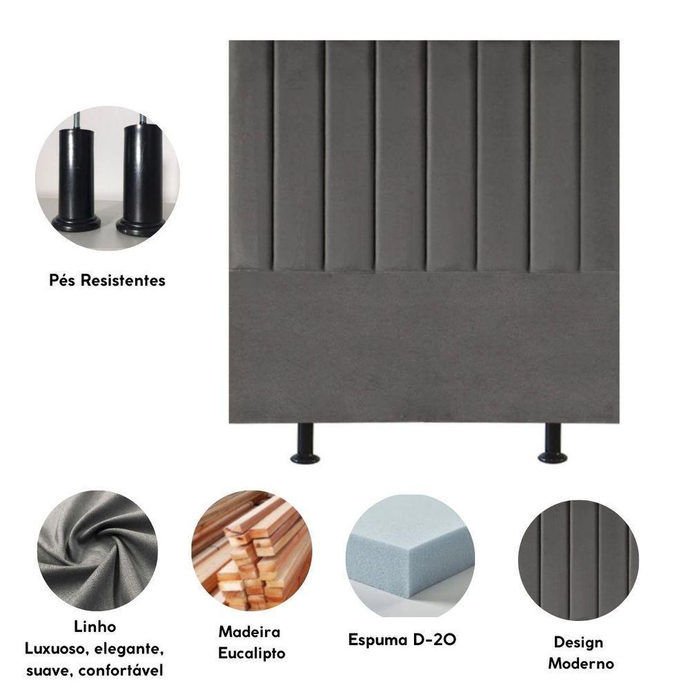 Cabeceira Estofada Cama Box Solteiro 100 Cm Mavie Linho cinza - 2