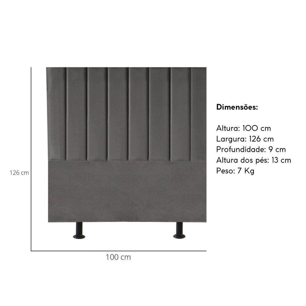 Cabeceira Estofada Cama Box Solteiro 100 Cm Mavie Linho cinza - 3