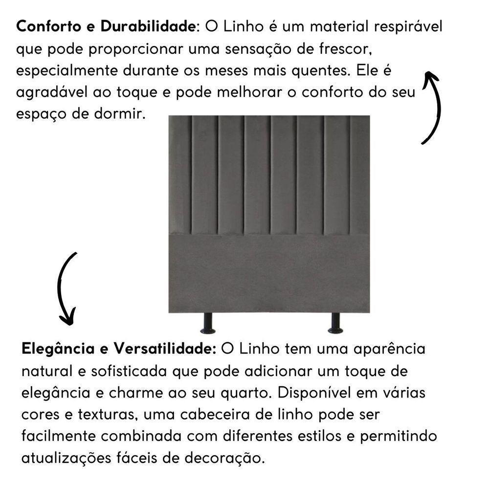 Cabeceira Estofada Cama Box Solteiro 100 Cm Mavie Linho cinza - 5
