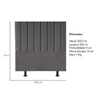 Cabeceira Estofada Cama Box Solteiro 100 Cm Mavie Linho cinza - 3