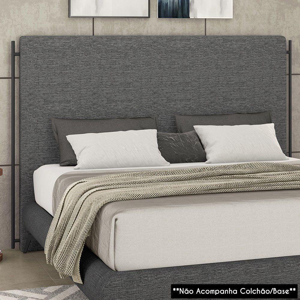 Cabeceira Cama Box Casal 140cm Oscar P02 Linho Cinza Escuro - Mpozenato - 7