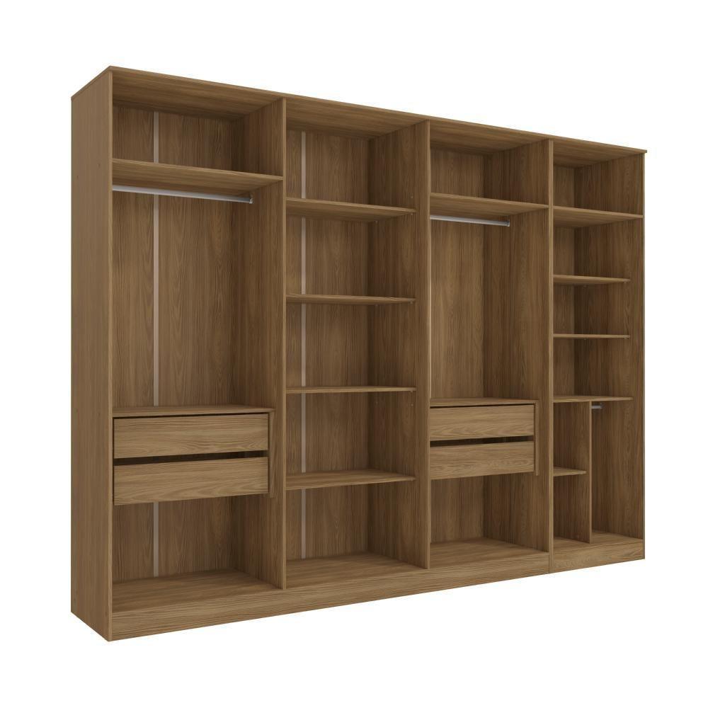 Conjunto Closet Kappesberg Adapt Nogueira 2 Peças 308cm - 2
