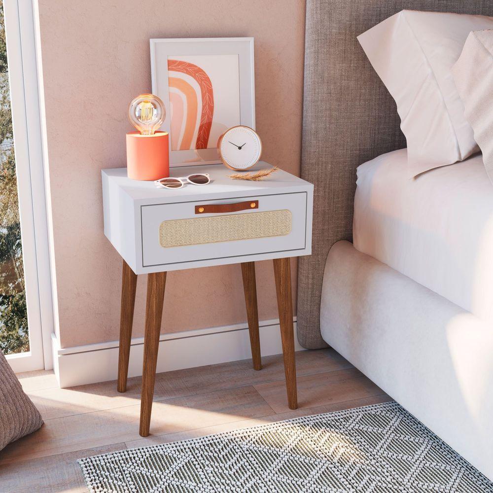 Mesa Cabeceira Retrô Branco - 3