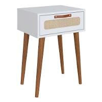 Mesa Cabeceira Retrô Branco - 1