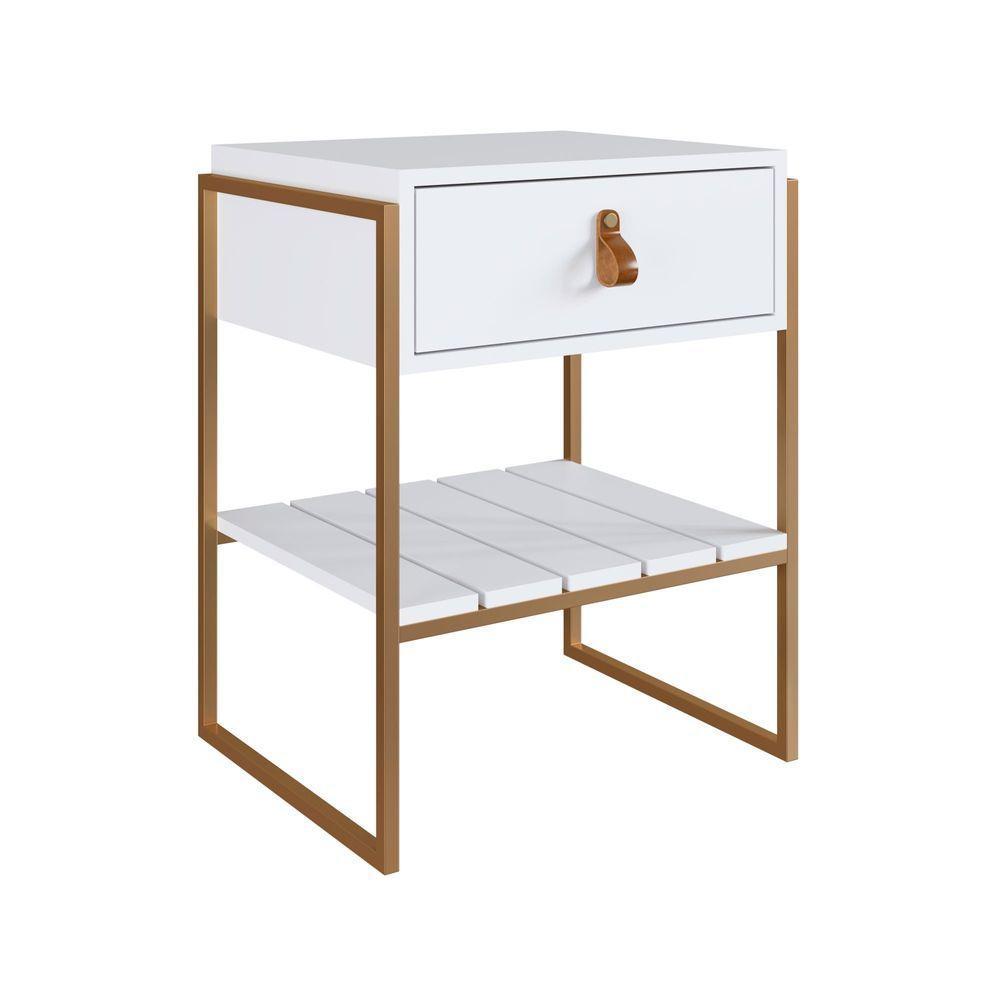 Mesa Cabeceira James Com Gaveta 45cm Branco - 1