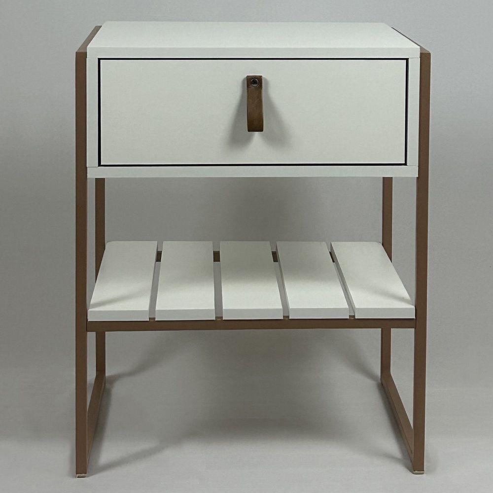 Mesa Cabeceira James Com Gaveta 45cm Branco - 4