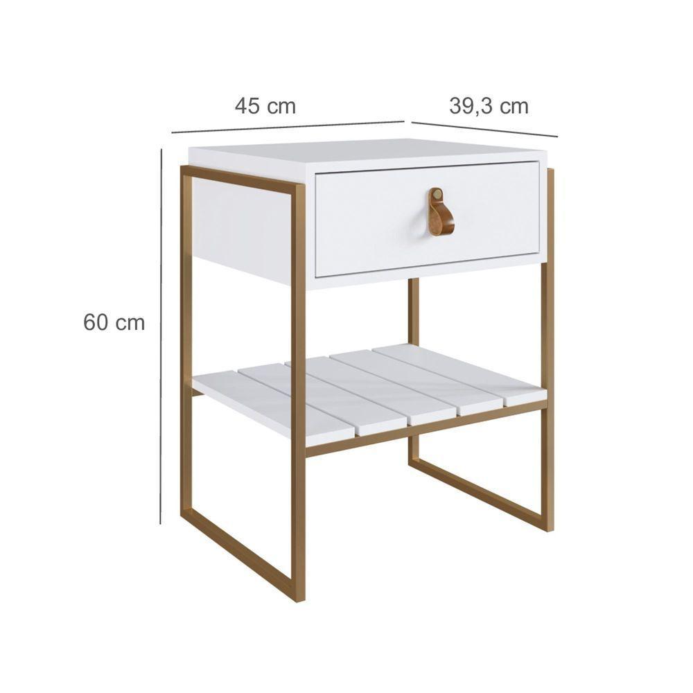 Mesa Cabeceira James Com Gaveta 45cm Branco - 5