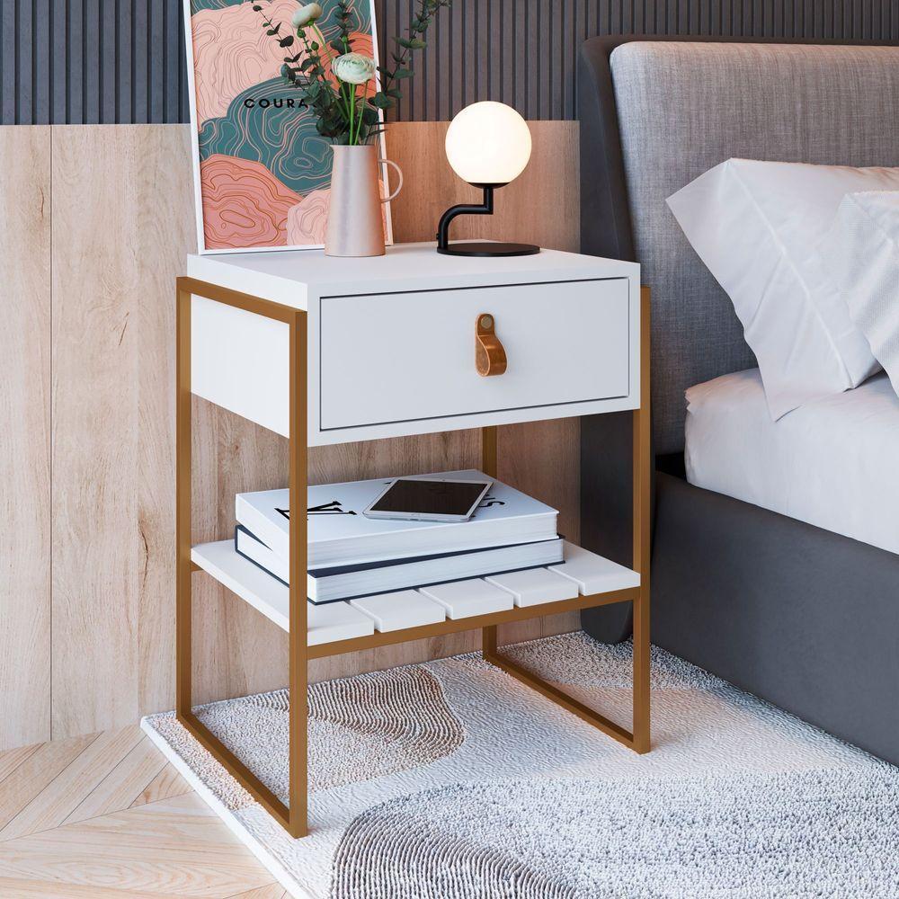 Mesa Cabeceira James Com Gaveta 45cm Branco - 7