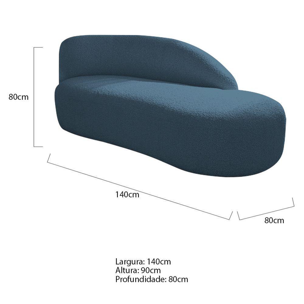 Divã Recamier Curvo Luna 140cm Lado Direito Linho - Amarena Móveis Cor Azul Royal - 5