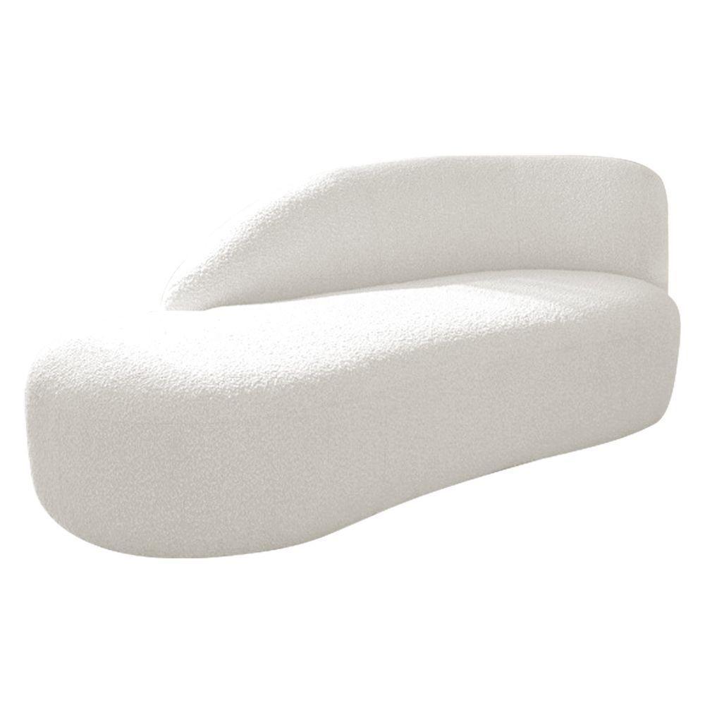 Divã Recamier Curvo Luna 160cm Lado Esquerdo Bouclé - Amarena Móveis Cor Branco - 1