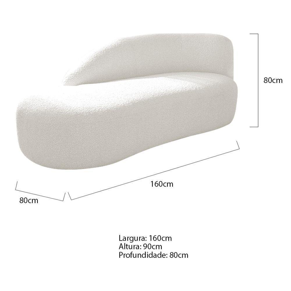 Divã Recamier Curvo Luna 160cm Lado Esquerdo Bouclé - Amarena Móveis Cor Branco - 5
