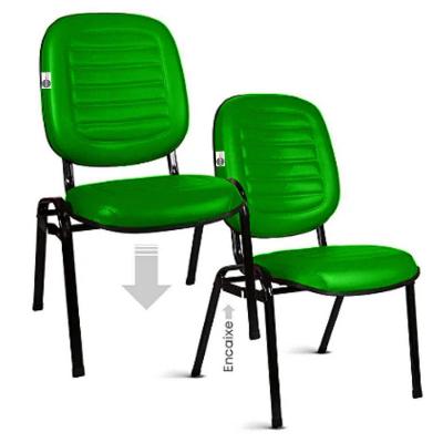 02 Cadeiras Empilhável Para Igrejas Evangélicas Linha Holy Verde