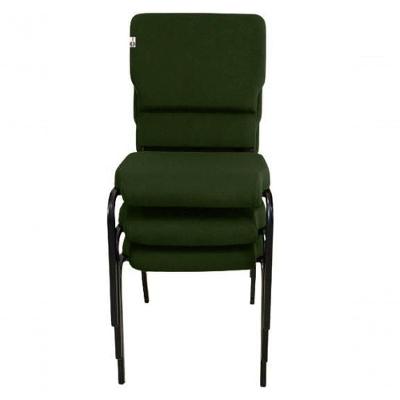 03 Cadeiras Empilhável Para Igrejas Evangélicas Linha Church Verde
